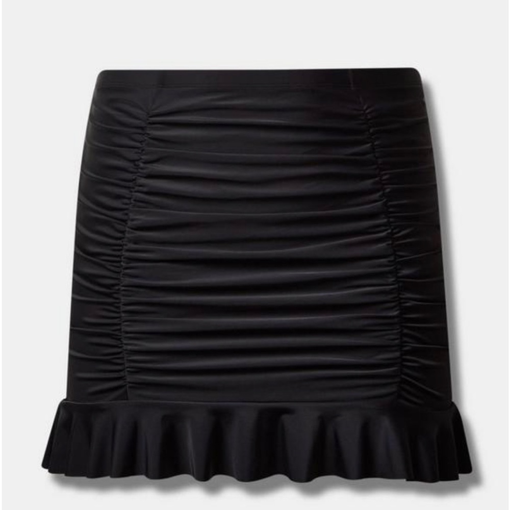 Retro High-Rise Long Ruched Swim Skirt With Brief